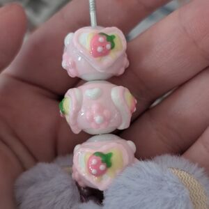 Pink and White Beaded Charm